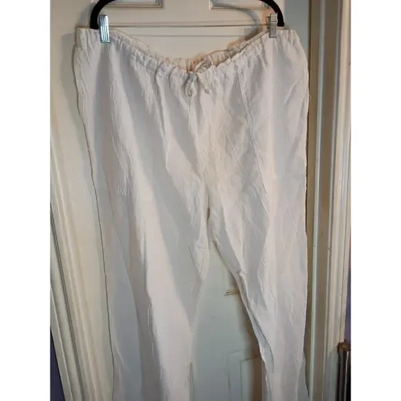 Yasa Gauzy Pants White Wide Leg Drawstring Sz L Beach Resortwear Pool - Picture 2 of 8
